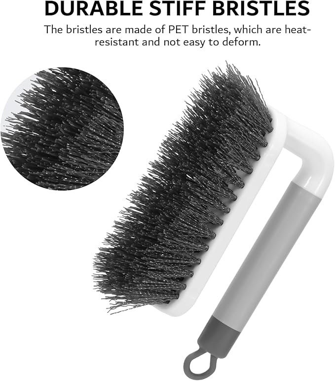 SetSail Scrub Brush, Small Cleaning Brushes with Handle, Comfort Grip Shower Scrubber for Cleaning Bathroom, Tub, Kitchen, Sink, Floor, Carpet, 2 Pack (Grey)