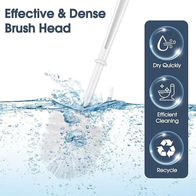 Mimorou 12 Sets Toilet Brushes and Holders Set White Toilet Bowl Brushes for Bathroom Scrub with Plastic Holders for Bathroom Cleaning Accessories