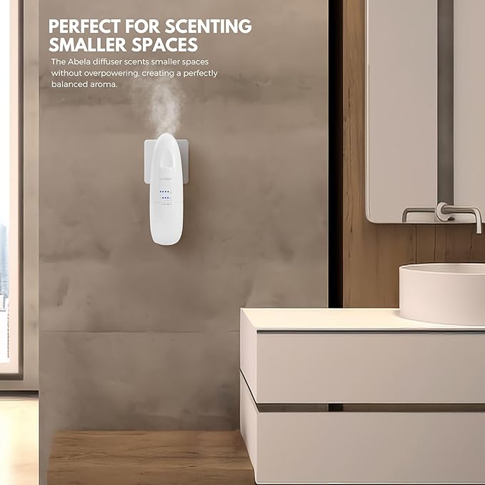 Levona Scent Abela 100 - Essential Oil Diffuser & Plug in Air Freshener for Home, Office and Hotel Use, Waterless Diffuser & Nebulizer - White, 500 sqft (Button Control, Oil Not Included)