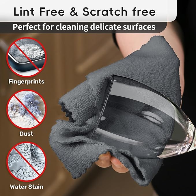 Microfiber Cleaning Cloths Roll, 75 Pack Tear Away Microfiber Towels Roll, 12" x 12" Lint Free Rags, Reusable Cleaning Cloths, Washable, Scratch Free,Ultra Absorbent Dish Rags(Dark Grey)