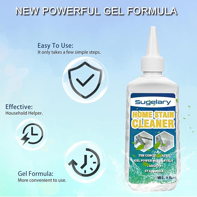 Sugelary Mold Stain Cleaner Gel, 5 fl oz Multi Home Stain Cleaning Gel for Washing Machine Seals, Fridge Gaskets, Tile Grout, Sink and Bathroom Use