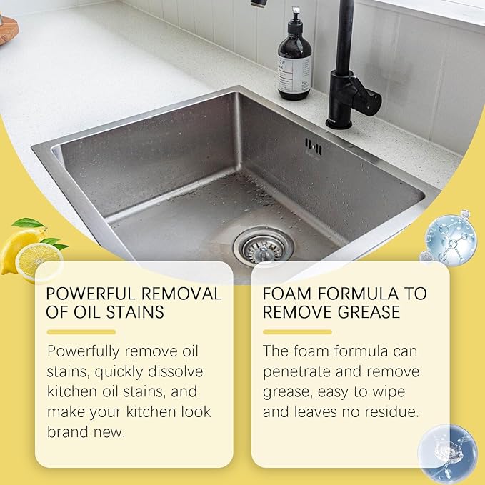 Kitchen Heavy Oil Cleaner - All-Purpose Stain Cleaner, Heavy Duty Degreaser Cleaner Spray for Stubborn Oil Stains for Kitchen Bathroom Surfaces, 2PCS