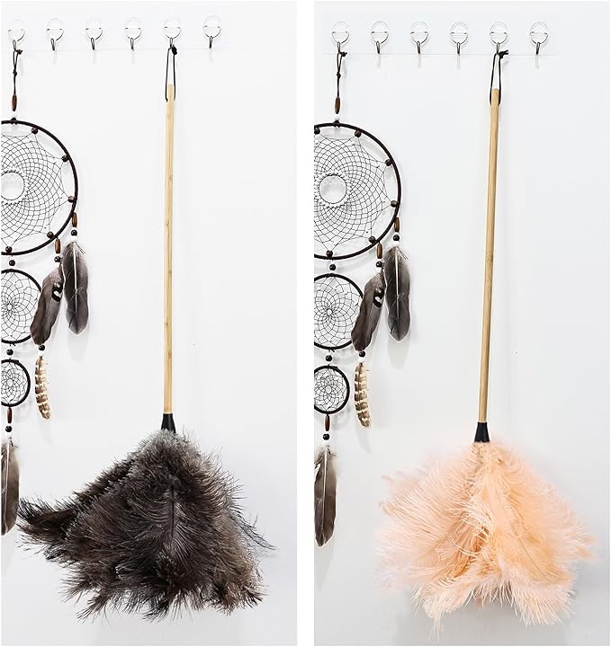 THARAHT 1PCS Ostrich Feather Duster Fluffy Natural with Wood Handle Reusable Washable for Cleaning Keyboard,Home,Car,Office Ostrich Feather Duster,29Inch