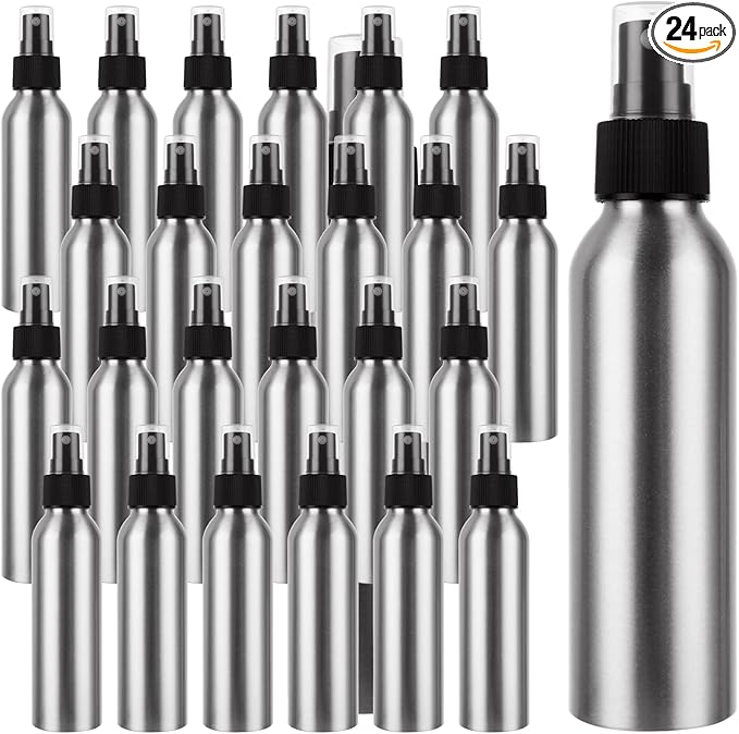 APACALI 24PCS Aluminum Spray Bottle 4oz Mini Mist Sprayer Metal Spray Bottle, Empty Spray Bottles, Reusable Bottles Small Spray Bottles for Travel, Cosmetic Perfume, Toner, Face Spray