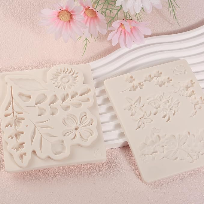 1 Pcs 3D Embossed Flower Fondant Mold, Exquisite Butterfly Lily Chocolate Silicone Molds, for Birthday Cake Decoration, Wedding Dessert Table, Candy, Keychain, Resin Crafts