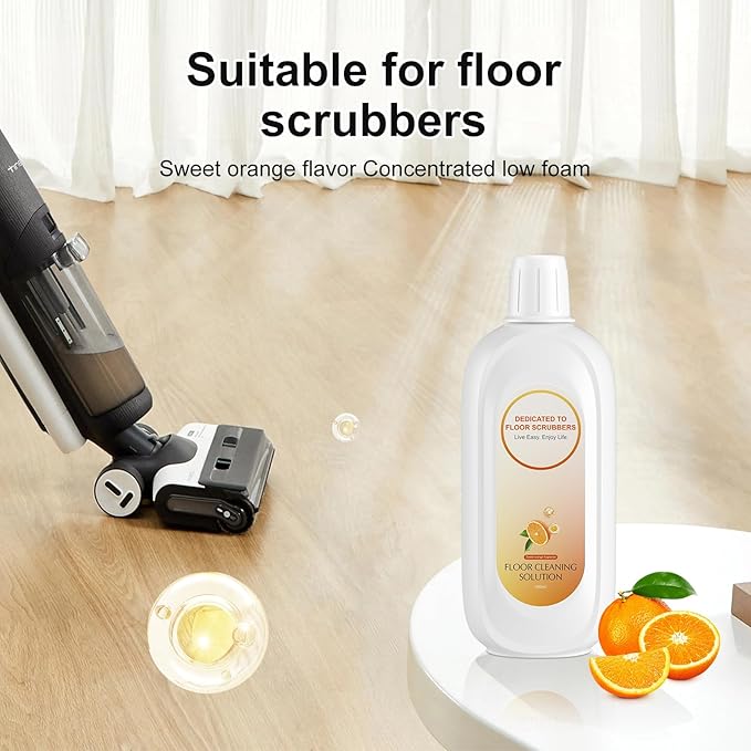 Floor Cleaning Solution Compatible With Tineco, Deep Cleans for Multiple Hard Floors, Suitable With All Robot Vacuums with Mopping and Cordless Wet/Dry Vacuum Mop (Sweet Orange 2 Bottle)