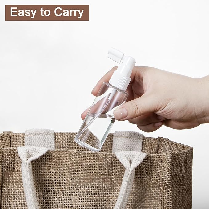 Yebeauty 2oz/60ml Portable Spray Bottles Small Plastic Empty Fine Mist with Tight Cap and Long Mouth Clear TSA Approved Travel Size Spray Atomizer for Plants Perfumes Cleaning Mouthwash, 4 Pack