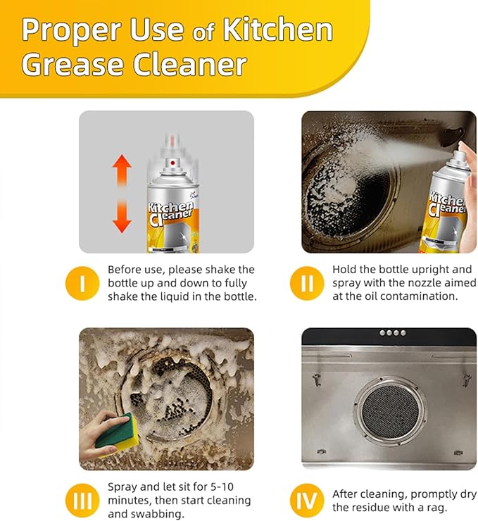 Liapu 3PCS All Purpose Cleaner, Heavy Duty Degreaser Cleaner Spray, Lemongrass Scent Oven Cleaner Clean Up Kitchen Oil Stains Cleaning Tools For Stove Top & Induction Cooktop and Grill