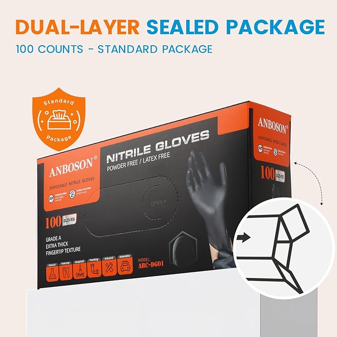 6 mil Disposable Nitrile Gloves, Heavy Duty Disposable Glove, Cooking Gloves, Latex Free, Powder Free
