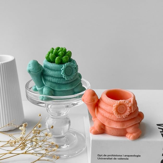 Flower Pot Succulent Mold - Turtle & Animal Shapes, Silicone & Resin Casting Molds for Candle Making & Home Decor