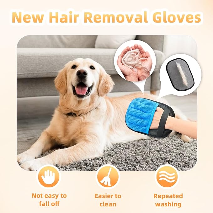2pcs Anti-Static Pet Hair Remover Gloves – 2025 Upgraded, Washable & Reusable for Furniture, Clothes, Sofa, Carpet, Car Seats