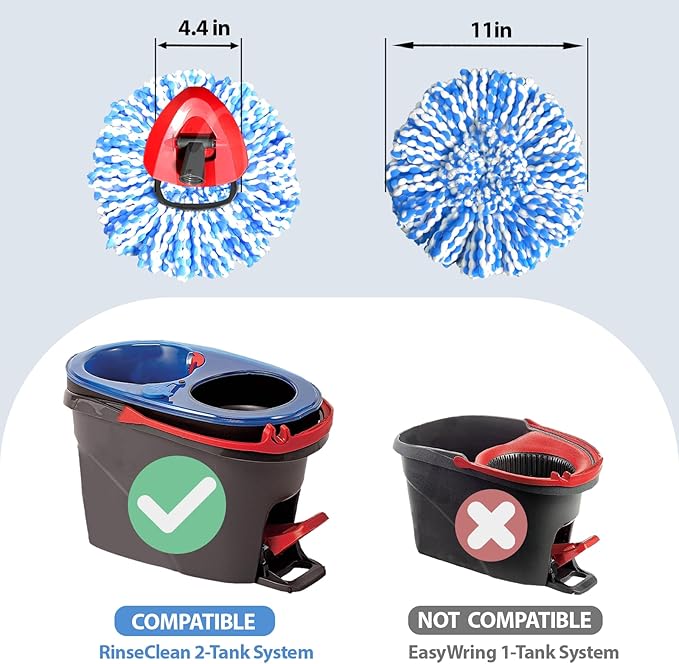 Mop Head Replacement, Microfiber Mop Refills Include 3 Cedar Spin Mop Replace Heads, 1 Extra Mop Replacement Base