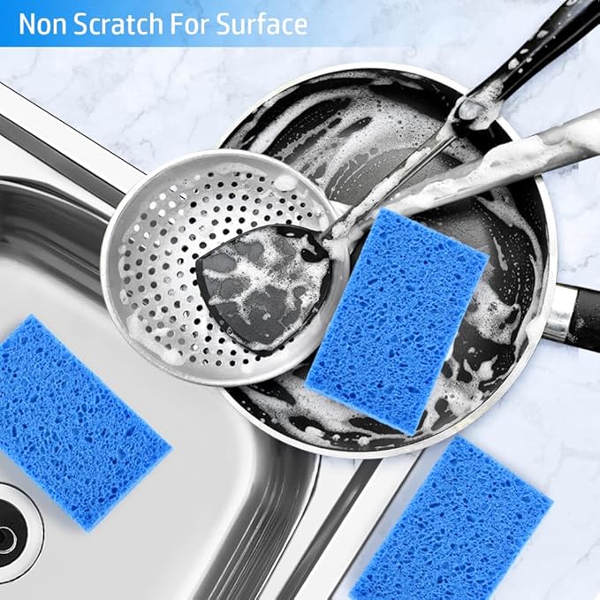 Mcyye 4PCS Compressed Kitchen Sponges for Household Use, Zero Scratch Scrub Dish Sponge Kitchen, Dual Sided Multipurpose Cleaning Sponges for Dishes, Kitchenware, Dishwashing Brushes, Save Space