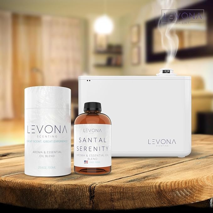 Levona Scent Essential Oils - Scents for Home, Hotel & Office Use - Perfect for Home Diffuser & Humidifiers - Aroma Fragrance Oil, Ideal for Massage, Relaxation, and Spa - Santal Serenity, 700ml