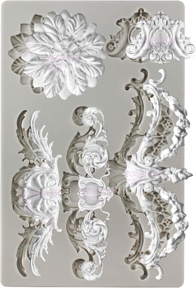 Baroque Style Ornament Curlicues Silicone Molds 3-Count Cherub Birdbath Scrollworks Art Deco Inspired Lace