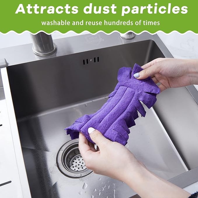 Zubebe 20 Pcs Duster Refill Reusable Fleece Duster Refills Feather Flat Dusters Multi Surface Washable Cleaning Pads Tools for Home, Blinds, Car, Pet, Furniture, Fans (Dark Color)