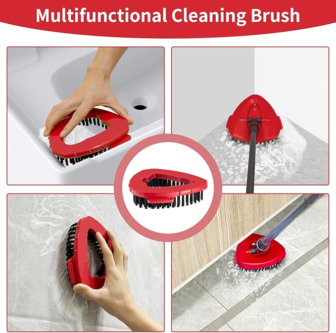 2 Pcs Scrub Brush Replacement Head for O Cedar EasyWring Spin Mop 1 Tank System, Shower Floor Scrubber, Microfiber Triangle Hard Bristle Cleaning Brush for Bathroom Kitchen Pool, Glass and Tile Walls