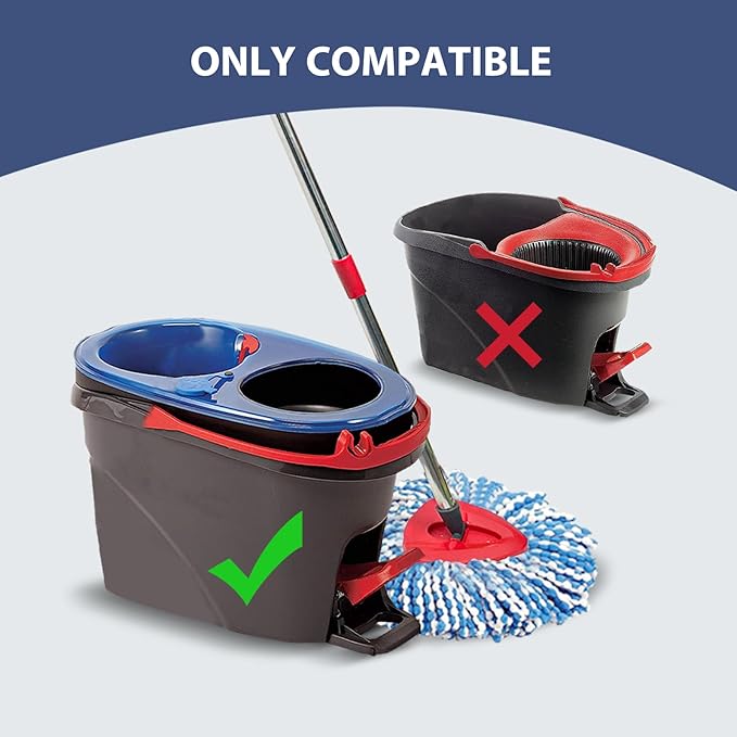 Spin Mop Replacement Set, Includes 2 Mop Head Replacement, 1 Spin Base, 1 Handle (30-58in Adjustable 4-Section Pole)