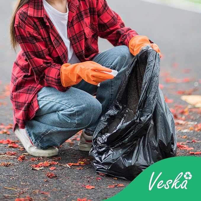 Veska 55-60 Gallon Trash Bags Heavy Duty (MegaValue 100 Bags w/Ties) 50-60 Gallon Large Black Garbage Bags Heavy Duty | Large Black Trash Bags for Commercial, Lawn and Leaf Bag