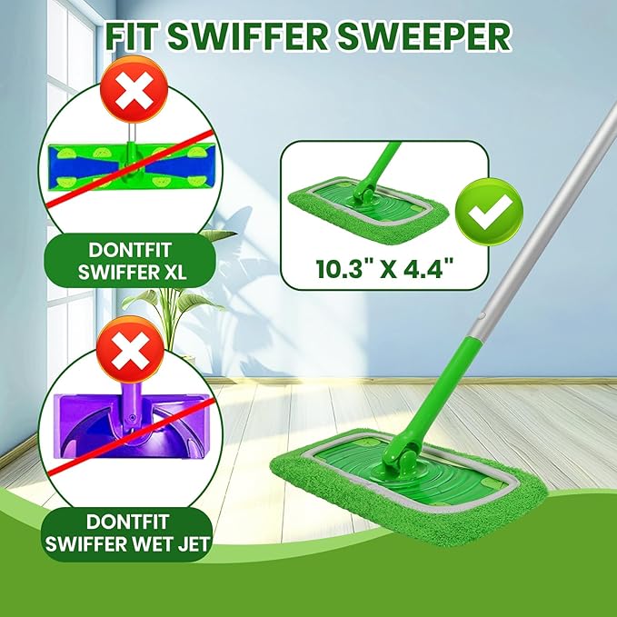 Reusable Swiffer mop Pads Swiffer Dry Sweeping Cloths 6 Pack Microfiber Wet Mop Pads Compatible with Swiffer Sweeper Mop Replacement Mopping pad Refills for Hardwood Surface Floor Cleaning