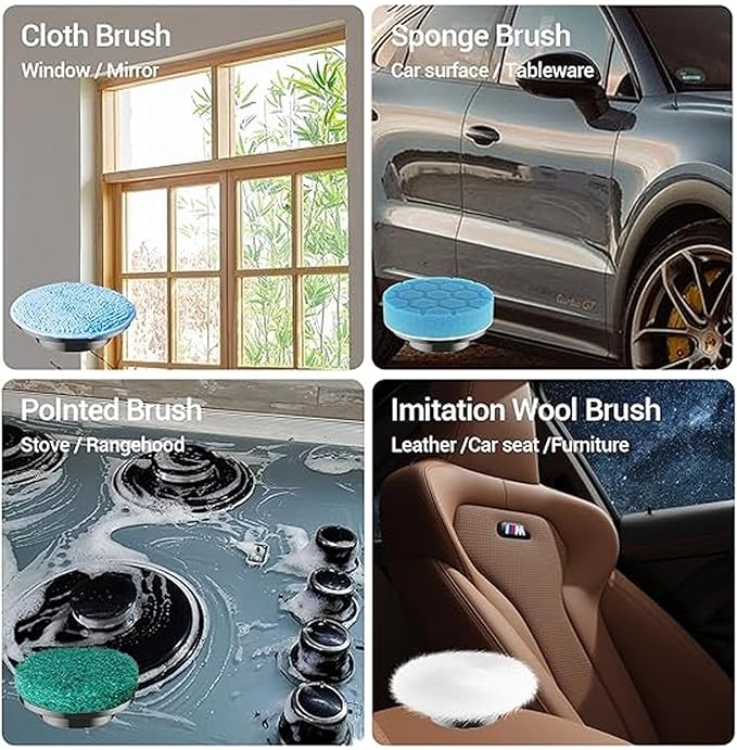 Brush Heads Set, 9 Pack 4 inches Cordless Electric Spin Scrubber Replaceable Brush Heads for Household Cleaning Brushes/Bathroom/Floor/Tile/Car