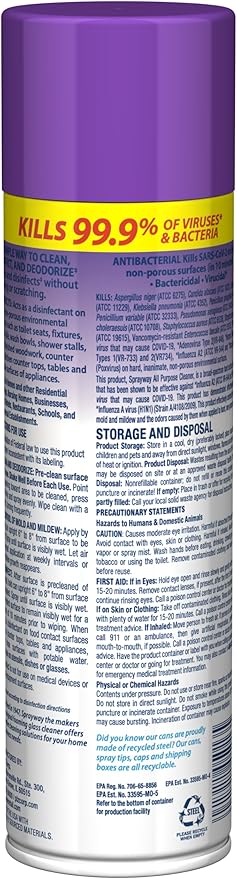 Sprayway All Purpose Cleaner with Lavender Scent, 19oz, Pack of 6 | Foaming Action, Clean, Disinfect, Deodorize | Tough on Grease, Soap Scum, Grime | EPA Approved, Kills 99.9% of Viruses & Bacteria