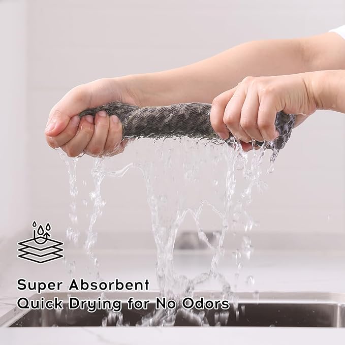 Kitinjoy Microfiber Cleaning Cloth, 12 Pack Soft and No Lint Microfiber Towels Cleaning Supplies, Absorbent Fast Drying Cleaning Rags for Housekeeping, Kitchen, Window, 12 x12 Inches, Brown