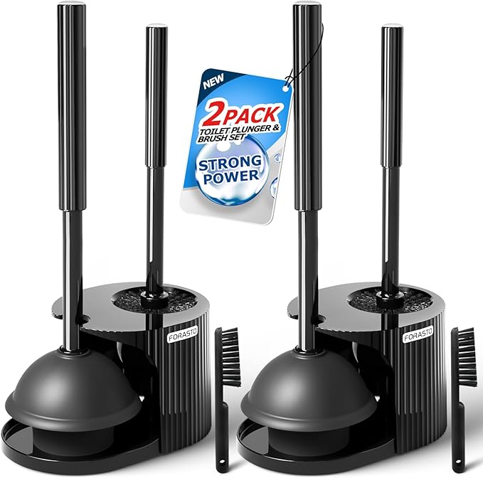 2Pack 2 in 1 Toilet Brush and Plunger Set,Toilet Bowl Brush Plunger Set,Toilet Brush Plunger Combo,Cleaning Brush,Cleaning Supplies,Groove Gap Brush,Bathroom Cleaning Tools