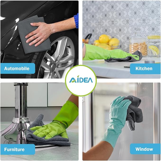 AIDEA Microfiber Cleaning Cloth Grey 8PK, Microfiber Towels for Cars, Premium Car Cloths, Dusting Cloth Lint Free Cleaning Rags for SUVs, House, Kitchen, Window, Workshops,11.5×11.5"