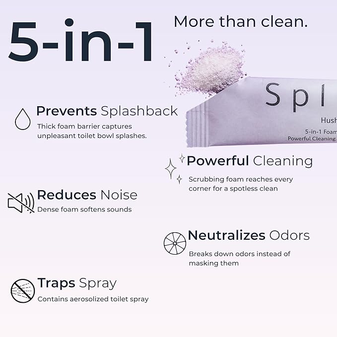 SplaShh 5 in 1 Toilet Bowl Cleaner, 30 Powder Packets, No Harsh Chemicals, Replaces Toilet Sprays, Toilet Pods, Toilet Tablets, Toilet Bowl Cleaner