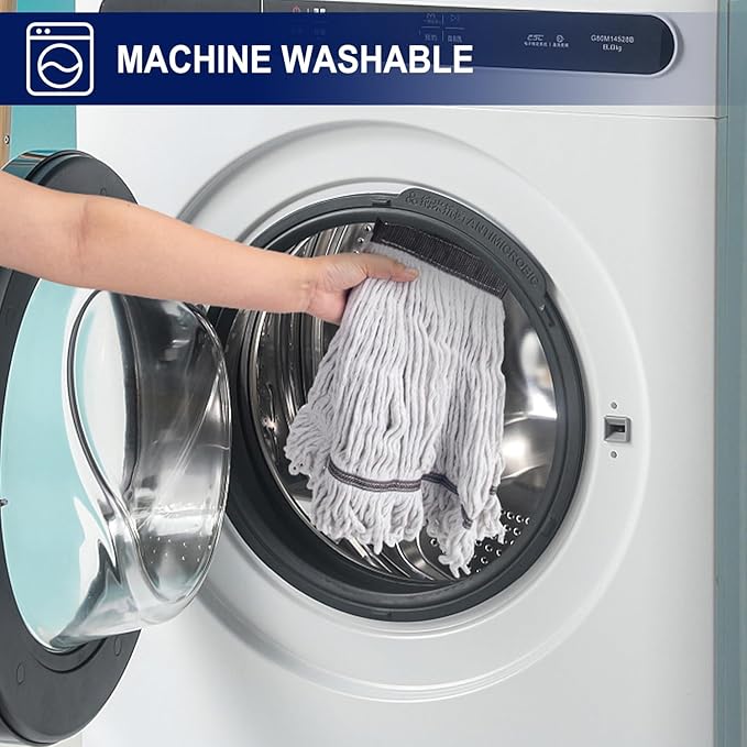 KeFanta Heavy Duty Mops for Floor Cleaning,60" Commercial Industrial Mop with Long Handle, Looped-End String Cotton Wet Mop for Home, Kitchen, Garage, Office and Concrete/Tile Floor