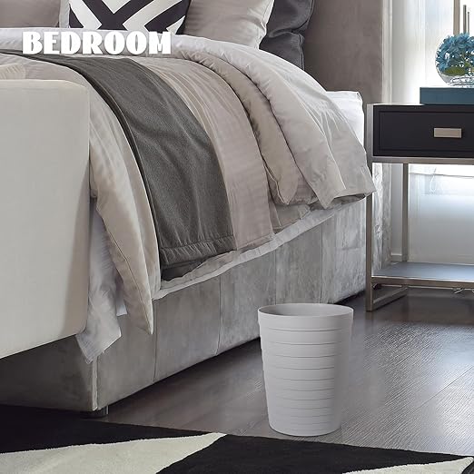 UUJOLY Small Bathroom Trash Can Wastebasket, Plastic Garbage Bin Container Basket for Bathrooms, Laundry Room, Kitchens, Offices, Kids Rooms, Dorms, Gery, 1.8 Gallon/2 Pack