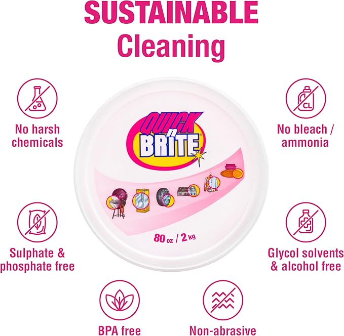 Quick 'n Brite All-Purpose Cleaner & Heavy-Duty Bathroom Cleaning Kit – 80oz Paste & 64oz Scum Off Liquid for Shower, Tile, Grout, Glass & Home Cleaning
