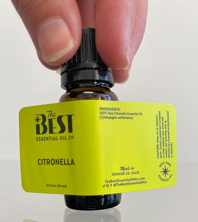 The Best Citronella Essential Oil- Premium Grade- 100% Pure & Natural for Aromatherapy, Diffuser, Spa, Massage, Air Freshener- 10 ml (.33 fl oz)