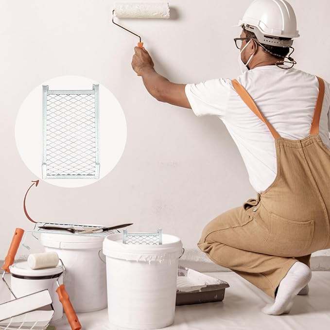 Landhoow 24 Pcs Paint Roller Grid for 1 Gallon Buckets, Paint Screen Strainer 4 Sided Metal Bucket Grid, Silver