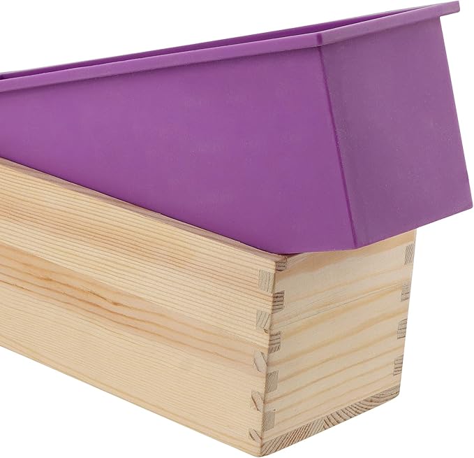 ZOENHOU 7PCS 42oz Soap Molds with Stainless Steel Wavy Slicer and Straight Slicer, Soap Loaf Bar Rectangular Silicone Soap Making Molds Kit with Wood Box DIY Tool Set for Soap Making Supplies