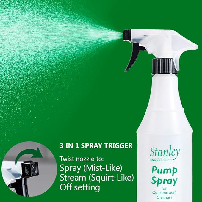 STANLEY HOME PRODUCTS Pump Spray Bottle – Convenient Easy-to-Hold Bottle with Sprayer to Dilute Concentrated Cleaners (3 Spray Bottles)