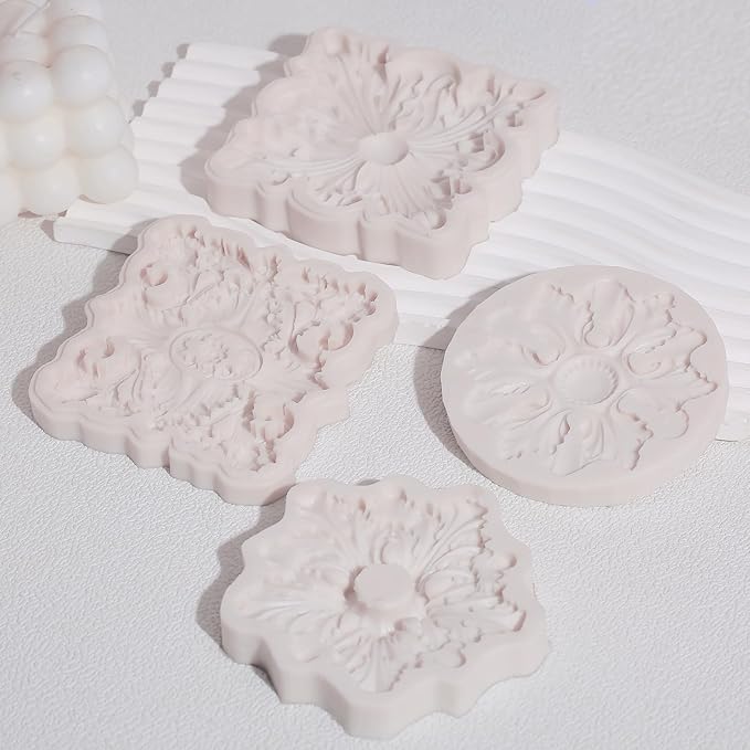 European Relief Silicone Mold, Baroque Style Fondant and Chocolate Mold, High-Temperature Resistant Food-Grade Silicone, Suitable for Cake Decoration, Candy, Biscuit, Mousse, Resin, Clay