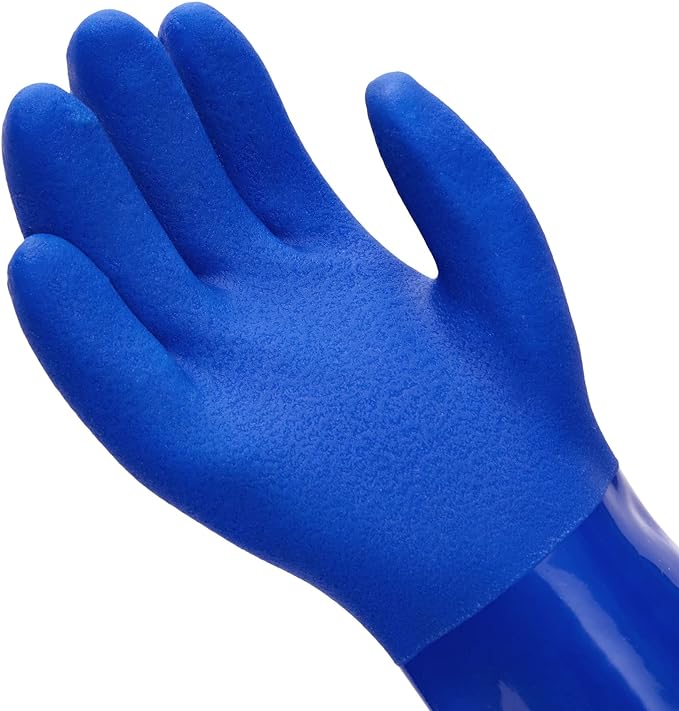 2 Pairs Rubber Household Cleaning Gloves for Kitchen Dishwashing, Cotton Lined (Blue)