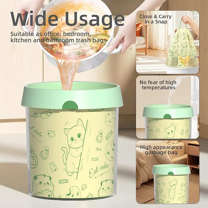 13 Gallon Trash Bags Drawstring, 50 Count Tall Kitchen Trash Bags, Sturdy Large Trash Bags, Cat & Mouse Printed Garbage Bags 13 Gallon Tall Kitchen, Tear Resistant Kitchen Garbage Bags for Kitchen