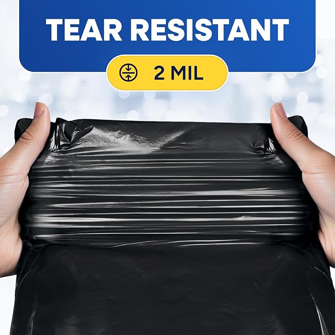 64-65 Gallon Trash Bags Heavy Duty with Flap Ties Extra Large Garbage Bags 2 Mil Outdoor Trash Bags 43 x 49 Trash Can Liners, Black Pack of 20