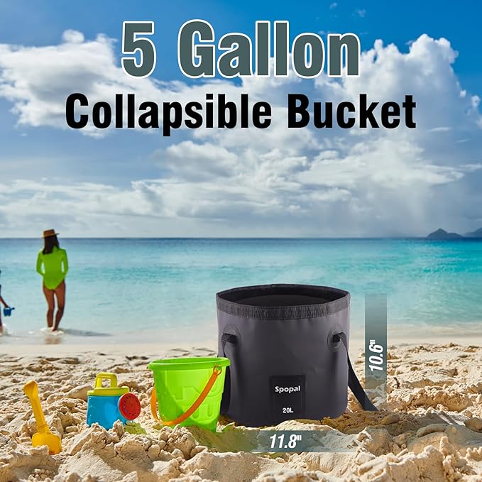 Collapsible Bucket with Handle 20L, Multifunctional Folding Water Container for Camping, Hiking, Traveling, Fishing, Laundry, Gardening, Waterproof, Durable, Lightweight