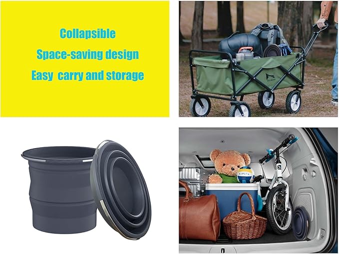 Collapsible Buckets, Silicone Bucket, Household Cleaning or Car Washing, Portable Folding Bucket for Fishing or Camping, 2.6 Gallons (10 Liters), Space-Saving Design, Round (Gray)