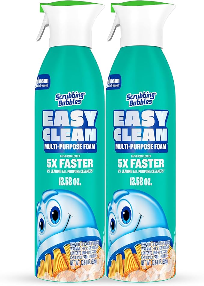 Scrubbing Bubbles Easy Clean Foaming Multipurpose Bathroom Cleaner, Continuous Spray Bottle, Fast Acting Foam, 13.58 Ounce (Pack of 2)
