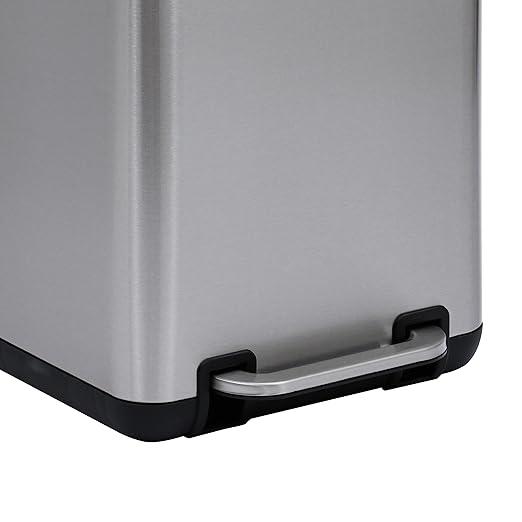 SunnyPoint 6 Liter(1.58 Gallon) Small Trash Can with Plastic Inner Buckets; Rectangle Bathroom, Office, Kitchen, and Bedroom Step On and Slow Close (S.N)