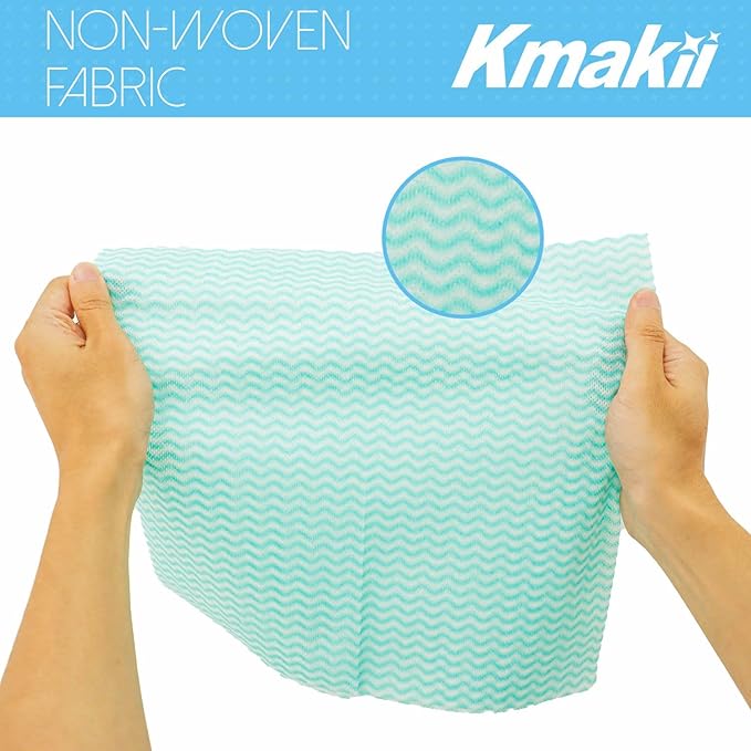 KMAKII Handi Wipe Reusable Cloths - Multi-Purpose Cleaning Cloths and Towels, Absorbent, Quick-Dry, Durable Wipes for Kitchen and Home, Green, 11.8 x 21 inches, Pack of 40