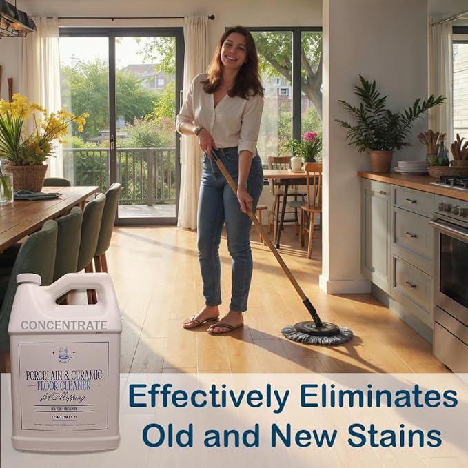 Porcelain & Ceramic Tile Floor Cleaner - Mop Soap Concentrate for mopping - Streak-Free Clean, Ph Neutral and non-Toxic - Safe for Marble, Travertine, Limestone - 128 fl oz (1 gallon)