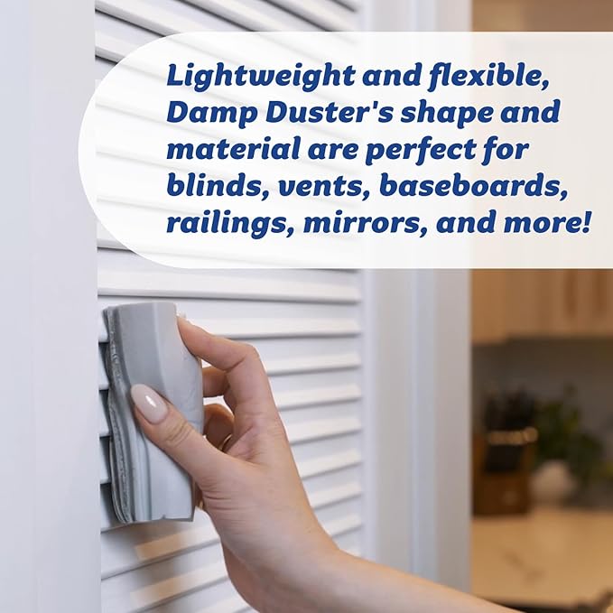 Scrub Daddy Damp Duster Dusting Sponges (8 Count) - Dust Remover for Household Cleaning - Duster for Vents, Railings & Blinds - Reusable Baseboard Cleaner