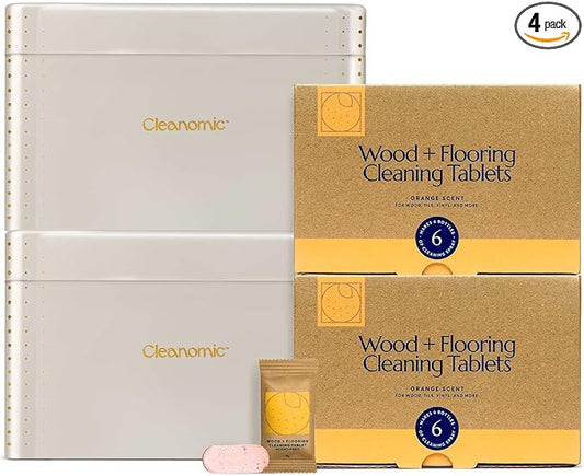 CLEANOMIC Wood and Flooring Cleaning Tablets and Tablet Tin Bundle (2 Pack)