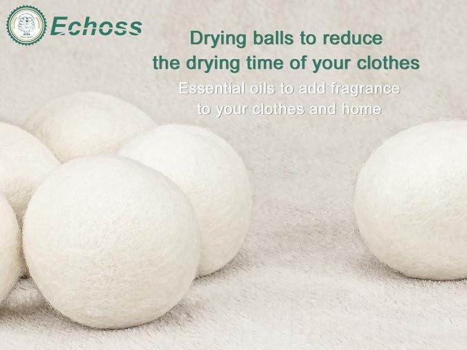 Wool Dryer Balls XL 8 Pack, Natural Fabric Softener 100% Organic Premium Wool to Core, Baby Safe & Chemical Free, No Fillers, Anti Static, Lint Free